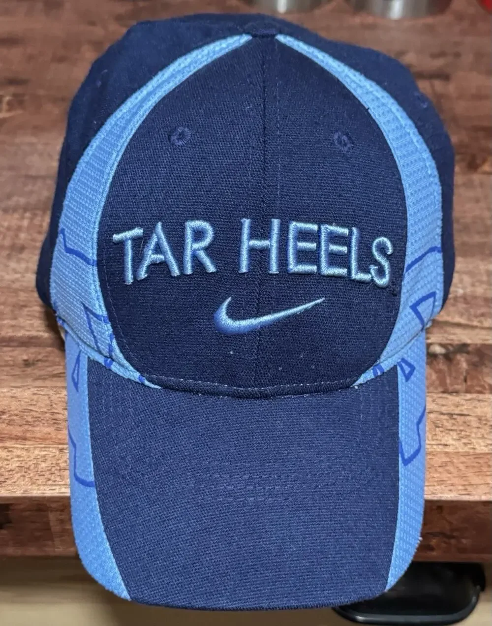 VTG Nike UNC Tarheels Hat Cap Flexfit Blue 90s Y2K North Carolina